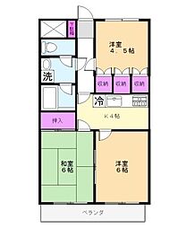 ラ・ウル北田 3Kの間取図画像