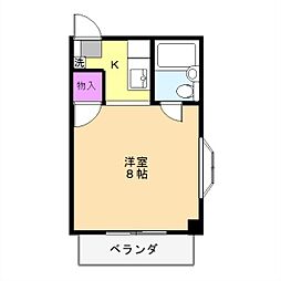 シティパル北野 1Kの間取図画像