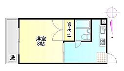 東京メトロ丸ノ内線 新中野駅 徒歩8分の賃貸マンション 2階1Kの間取り