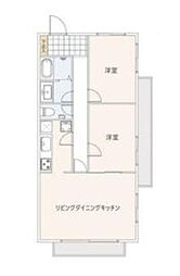 東京メトロ丸ノ内線 中野坂上駅 徒歩12分の賃貸マンション 2階2LDKの間取り