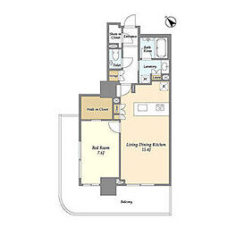 京王線 初台駅 徒歩6分の賃貸マンション 8階1LDKの間取り