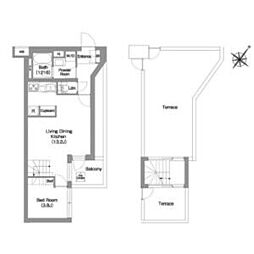 都営大江戸線 西新宿五丁目駅 徒歩11分の賃貸マンション 5階1LDKの間取り