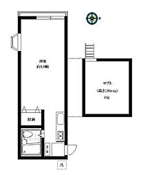 東京メトロ丸ノ内線 新高円寺駅 徒歩9分の賃貸アパート 2階ワンルームの間取り