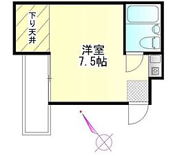 東京メトロ丸ノ内線 中野坂上駅 徒歩13分の賃貸マンション 3階ワンルームの間取り