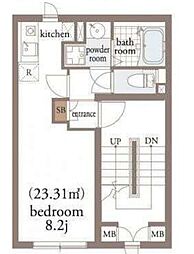 JR総武線 三鷹駅 徒歩6分の賃貸マンション 3階1Kの間取り