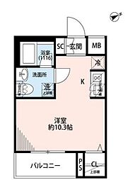 東京メトロ丸ノ内線 方南町駅 徒歩8分の賃貸マンション 3階ワンルームの間取り