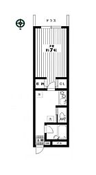 東京メトロ丸ノ内線 南阿佐ケ谷駅 徒歩10分の賃貸マンション 2階1Kの間取り