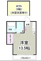 東京メトロ丸ノ内線 新高円寺駅 徒歩5分の賃貸アパート 2階ワンルームの間取り
