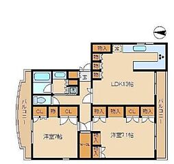 東京メトロ丸ノ内線 中野新橋駅 徒歩5分の賃貸マンション 2階2LDKの間取り