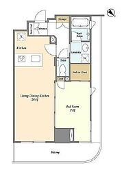 京王線 初台駅 徒歩6分の賃貸マンション 6階1LDKの間取り