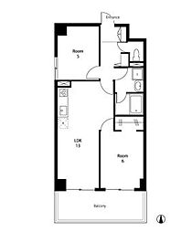 東京メトロ丸ノ内線 新中野駅 徒歩6分の賃貸マンション 6階2LDKの間取り