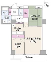 東京メトロ丸ノ内線 荻窪駅 徒歩3分の賃貸マンション 17階2LDKの間取り