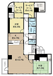 パークハイツ南大通 2SLDKの間取図画像