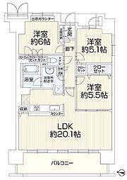 グラスアリーナ西神中央センターアリーナ 3LDKの間取図画像