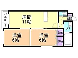 シャンノール山田 2LDKの間取図画像