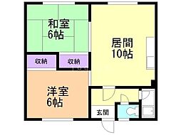 エイワハイツ 2LDKの間取図画像