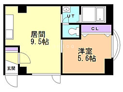 ド・フールネス716 1DKの間取図画像