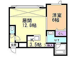 ワイステラ 2階1LDKの間取り