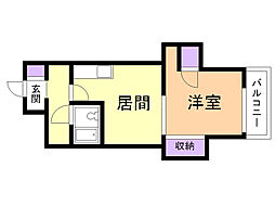 旭西サンパーク 1LDKの間取図画像