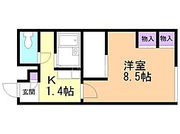 レオパレスドリームコート 1Kの間取図画像