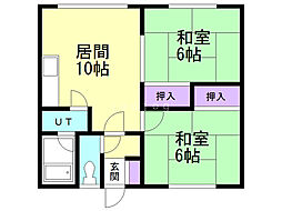 南6条ハイツA 2LDKの間取図画像