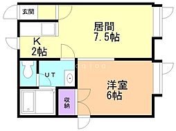 プラターネ6・7 1LDKの間取図画像
