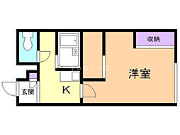レオパレスソレイユ 1Kの間取図画像