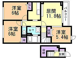 グレイスヴィラサンヨーH 3LDKの間取図画像