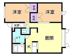 グランドパレス 2LDKの間取図画像