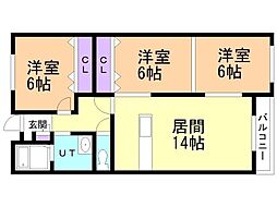 フィオーレ緑町 3LDKの間取図画像