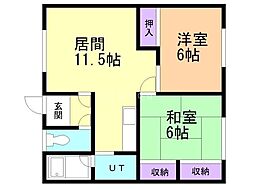 シルバーハイツB 2LDKの間取図画像