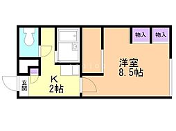 レオパレスドリームステージ2 1Kの間取図画像