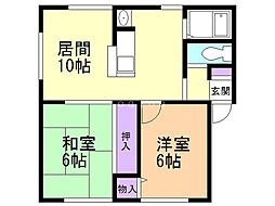 つつじコーポ 2LDKの間取図画像