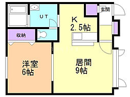 オーキッド・テラスC 1LDKの間取図画像