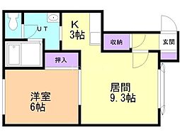 第1大雪 1LDKの間取図画像