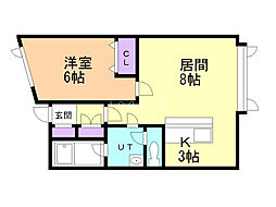 プレジデントD 1LDKの間取図画像