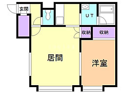 チャンプB 1LDKの間取図画像