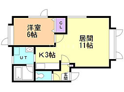 アルカディア壱号館 1LDKの間取図画像