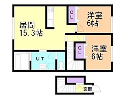 AmericanB 2LDKの間取図画像