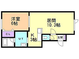 メゾンドユウキ2 1LDKの間取図画像