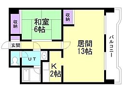 ダイアナ常盤ヒルズ 1LDKの間取図画像