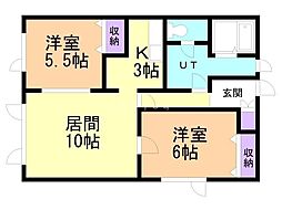 来夢 2LDKの間取図画像