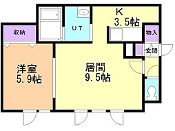 ラ・トゥール 1LDKの間取図画像