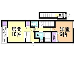 デフィ2 1LDKの間取図画像