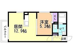 アーバンコート三条通 1LDKの間取図画像