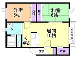 エスティ・パレス神居 2LDKの間取図画像