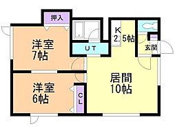 神楽レジデンス 2LDKの間取図画像