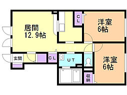 ベルメゾンB 2LDKの間取図画像