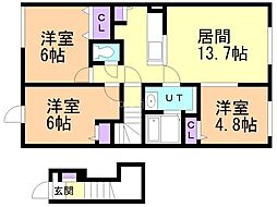 滝川グランドヒルズ 3LDKの間取図画像