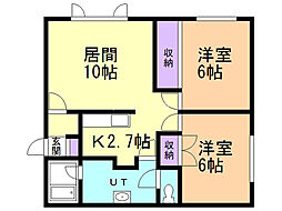 神楽岡14-5ハイツITO 2LDKの間取図画像